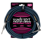 Ernie Ball Black Blue 25' Braided  Jack Cord