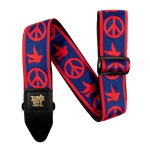 Ernie Ball Classic Jacquard Guitar/Bass Strap - Red & Blue Peace Love Dove