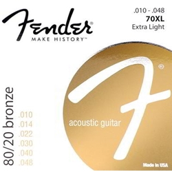 Fender 70XL 80/20 Bronze Acoustic Strings, Ball End.