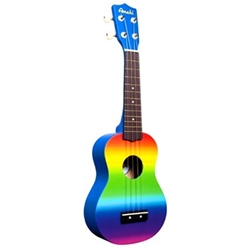 Amahi DDUK1 Rainbow Gradient Soprano Ukulele w/bag