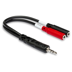 Hosa Y Cable 6" - 3.5 mm TRS to Dual 3.5 mm TSF