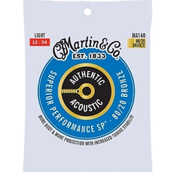 Martin Authentic Acoustic Guitar Strings, Superior Performance Light 12-54, 80/20 Bronze
