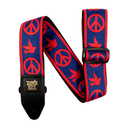 Ernie Ball Classic Jacquard Guitar/Bass Strap - Red & Blue Peace Love Dove