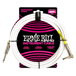 Ernie Ball 15' Straight to Right Angle Instrument Cable - White